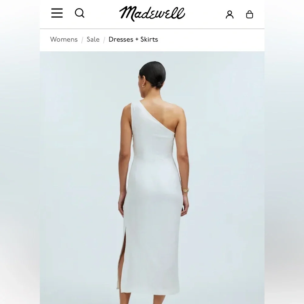 Madewell One Shoulder‎ Midi Linen Blend Dress